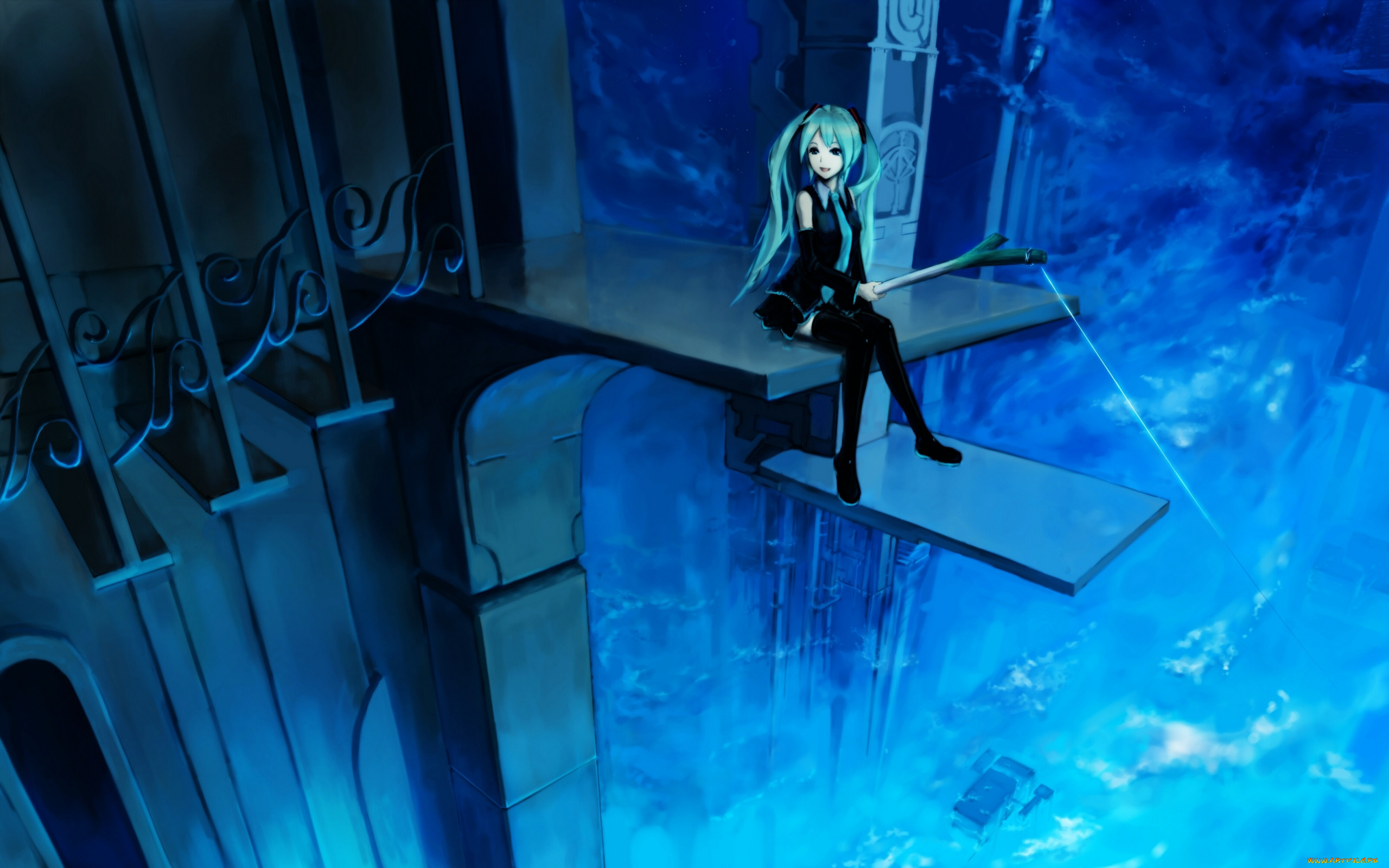 , vocaloid, blue, miku